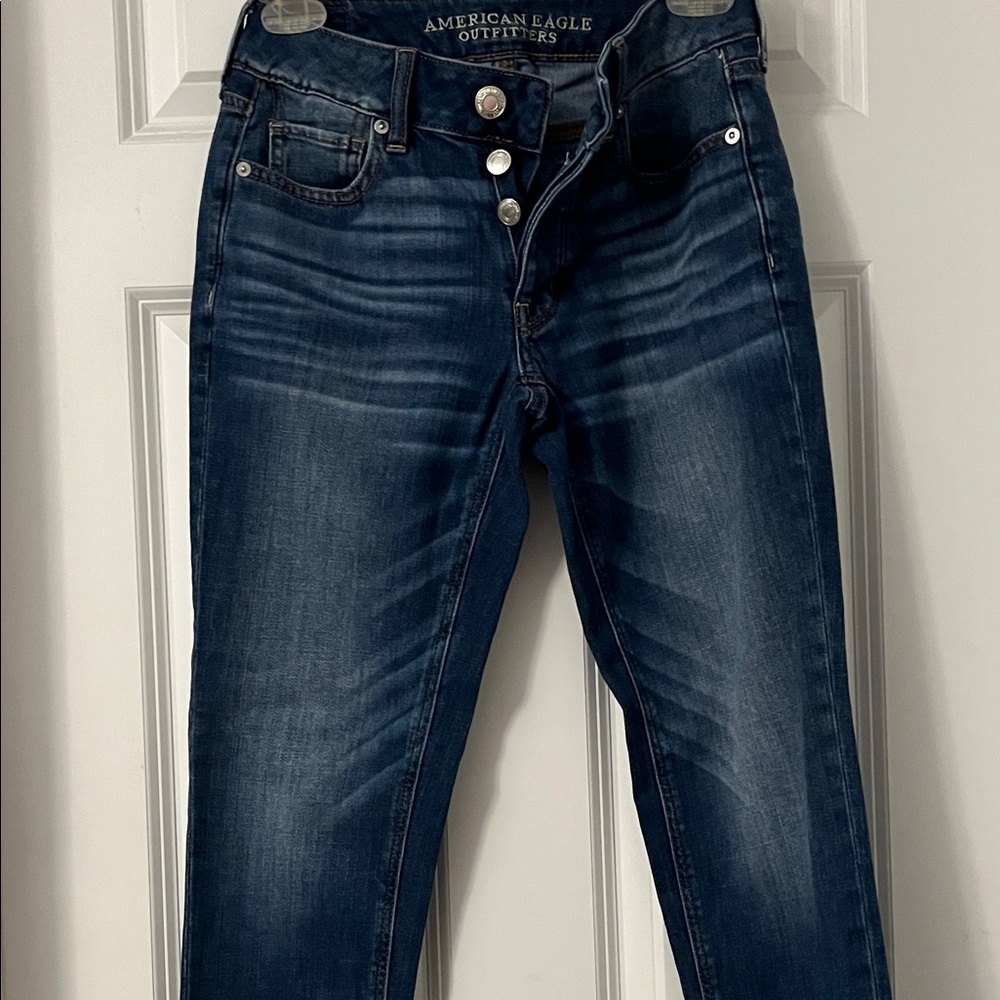 American Eagle Outfitters Women's ButtonFly low Rise Dark Blue Jeans